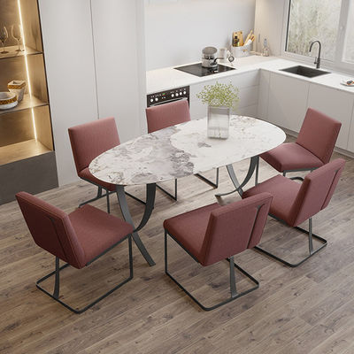 180*92cm Contemporary Marble Dining Table ODM White Stainless Frame