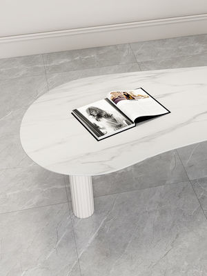 Unique Shaped Marble Coffee Table With Wooden Base ODM