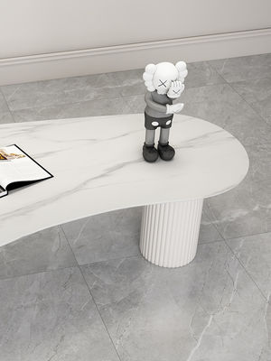 Unique Shaped Marble Coffee Table With Wooden Base ODM