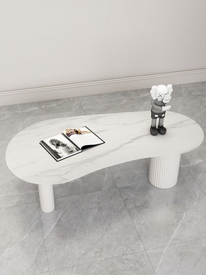 Unique Shaped Marble Coffee Table With Wooden Base ODM
