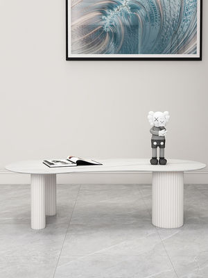 Unique Shaped Marble Coffee Table With Wooden Base ODM