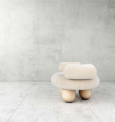 Fabric Leisure Chair White Fabric Soft Comfortable Imitation Wool Leisure Chair
