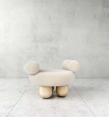 Fabric Leisure Chair White Fabric Soft Comfortable Imitation Wool Leisure Chair