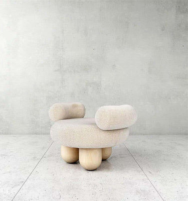 Fabric Leisure Chair White Fabric Soft Comfortable Imitation Wool Leisure Chair