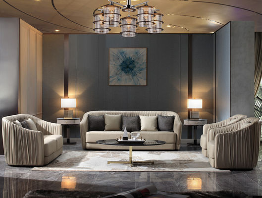 ODM 3 Seats Leather Living Room Sofas Modern Filling With Down Feather