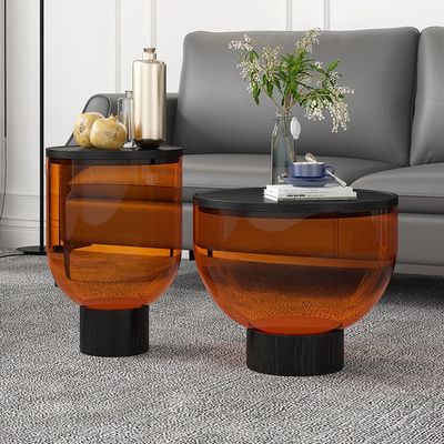 Round Tempered Glass Top Coffee Table OEM Bowl Coffee Table