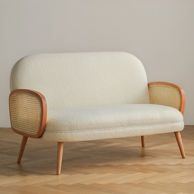 Solid Wood Rattan Modern Fabric Sofa Set Cloth Single Leisure Chair