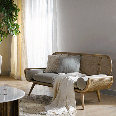 Bedroom Rattan Linen Sofa Linen Filled Sponge Seat Bag