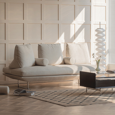 Cotton Linen Modern Fabric Sofa Set High Seat For Leisure