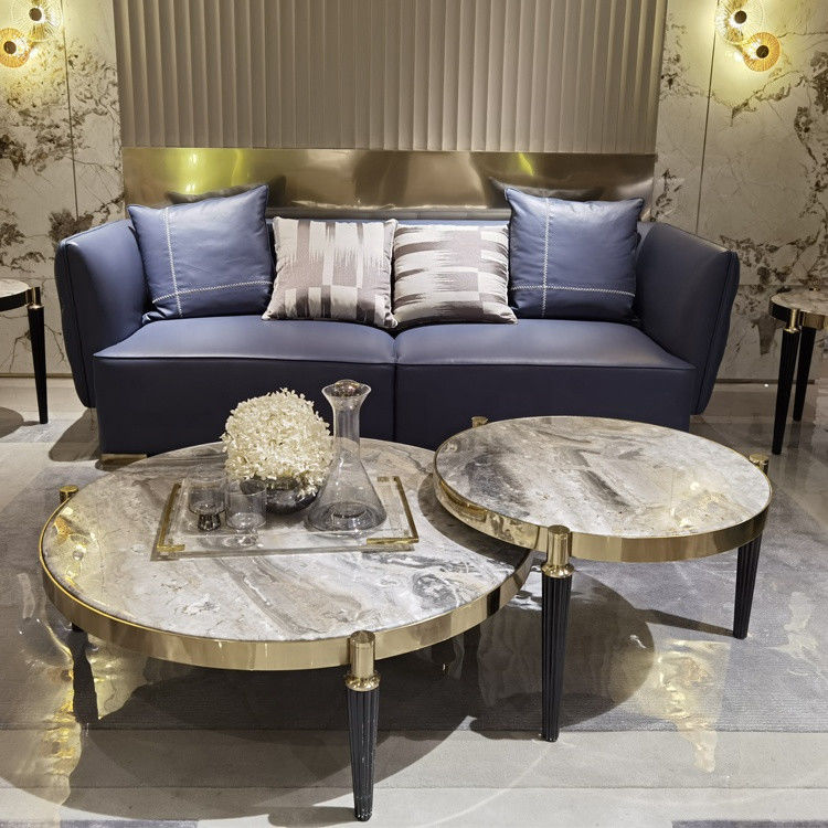 Low Height Round Rock Coffee Table Combination Modern Minimalist Style
