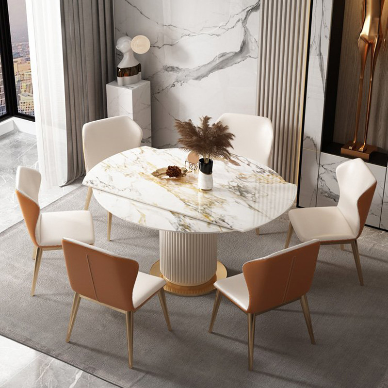 Bedroom Rock Board Dining Table Retractable Rotation