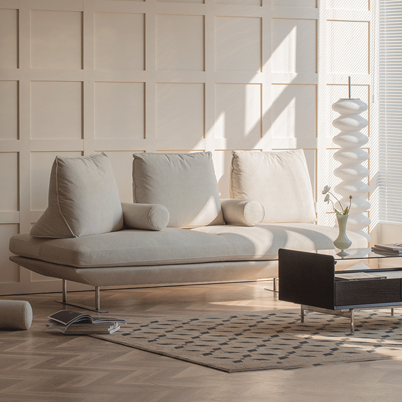 Cotton Linen Modern Fabric Sofa Set High Seat For Leisure